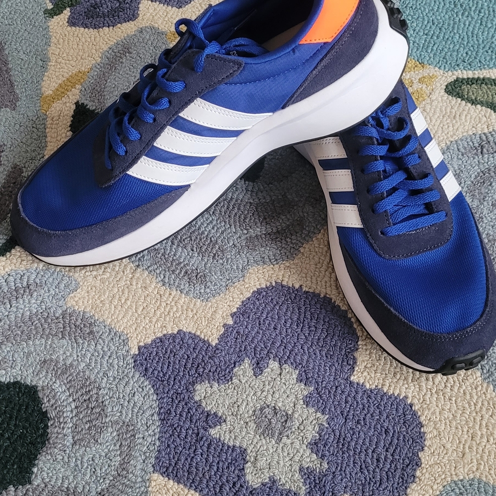 Adidas Men's Royal Blue and White Sneakers